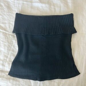 Papermoon black ribbed sweater tube top